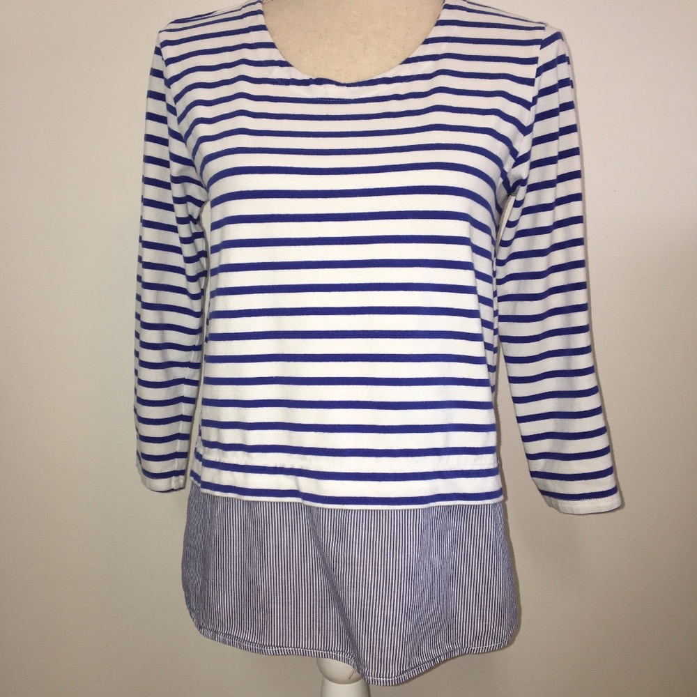 Anthro Lili's Closet Blue and White Striped Shirt